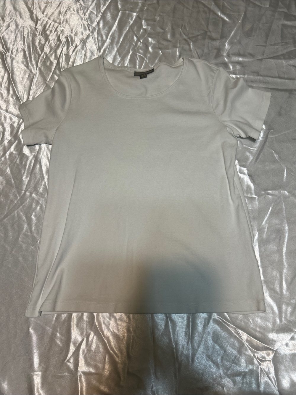 Style & Co. Solid White Crewneck Short Sleeve Tee PM